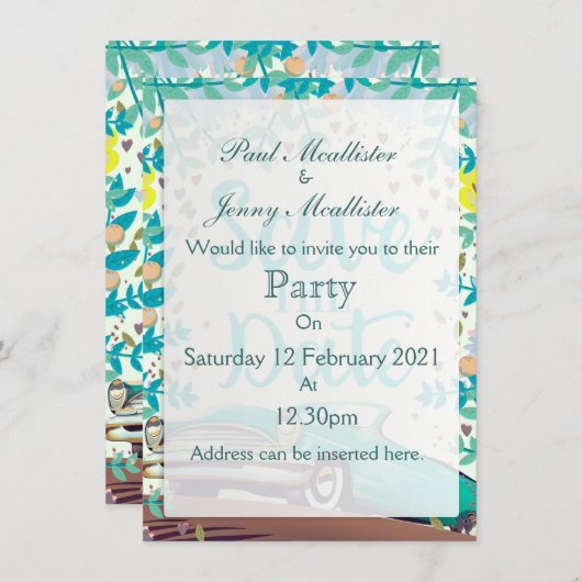 Sparen de Datum   Klassieke Auto. Kaart (Voorkant / Achterkant)