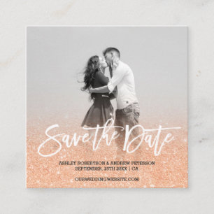 Sparen de Datum Koper tan faux glitter foto Vierkante Visitekaartje