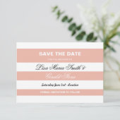 Sparen de Datum Koraal & Witte Legant Strijpe Wedd Save The Date (Staand voorkant)