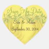 "Sparen de Datum"Krommen over Geel Gepersonaliseer Hart Sticker (Voorkant)