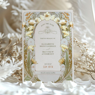 Sparen de Datum  Kunst Nieuwe door Mucha Invitat Kaart