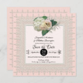 Sparen de Datum Lace Doily Floral Art Save The Date (Voorkant / Achterkant)