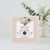 Sparen de Datum Lace Doily Floral Art Save The Date (Staand voorkant)
