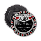 Sparen de Datum Las Vegas Stijl - Zilver & Rood Button Flesopener (Voorkant)