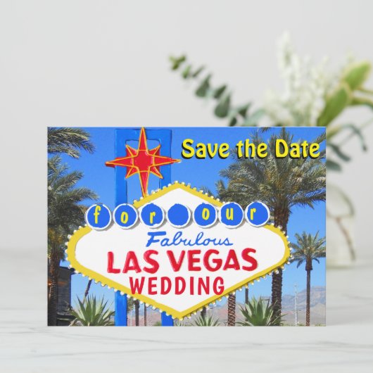 Sparen de Datum Las Vegas Uitnodiging van de Wedde (Staand voorkant)