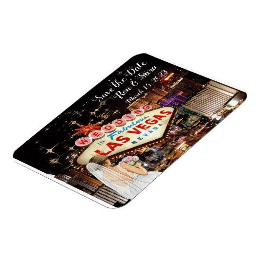 Sparen de Datum Las Vegas Wedding Magnet Magneet (Linkerzijde)