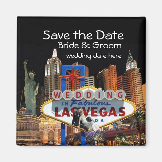 Sparen de Datum Las Vegas Wedding Magnet Magneet (Voorkant)