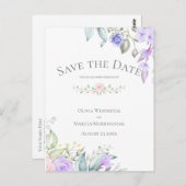 Sparen de Datum Lila en Roze Bloemen Briefkaart (Voorkant / Achterkant)