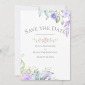 Sparen de Datum Lila en Roze Bloemen Kaart (Voorkant)