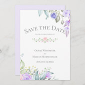 Sparen de Datum Lila en Roze Bloemen Kaart (Voorkant / Achterkant)