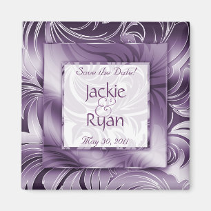 Sparen de Datum Magnet Floral Leaf Paarsste Silver Magneet