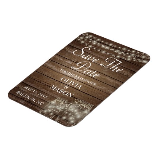Sparen de Datum Magnet Rustic Mason Jar Lichten Magneet (Linkerzijde)