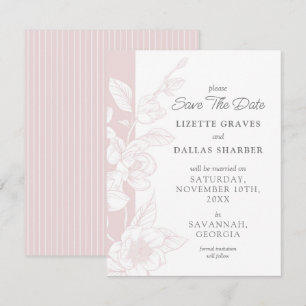 Sparen de Datum Magnolia Blush Southern Wedding Ka Kaart