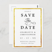 sparen de datum  met de goudgrens van faux briefkaart (Voorkant / Achterkant)