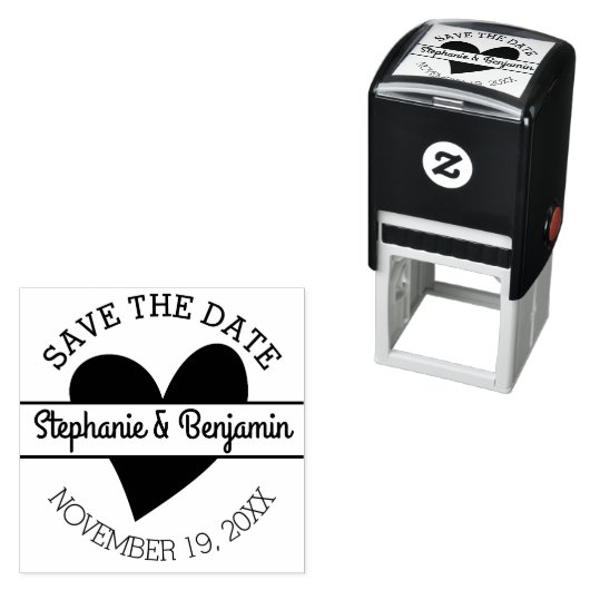 Sparen de Datum met Hart en Eerste Namen Zelfinktende Stempel (In situ)