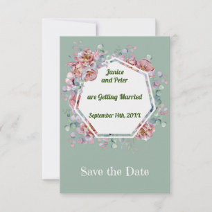 Sparen de Datum met Perzik & Groene Floral het Ont Save The Date