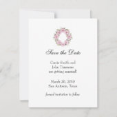 Sparen de Datum met Roze Floral Wreate Kaart (Voorkant)