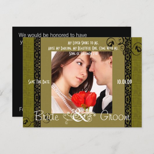 Sparen de Datum met Uw Foto Aankondigingskaart (Voorkant / Achterkant)