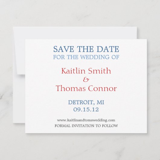 Sparen de Datum -  - Michigan Save The Date (Achterkant)