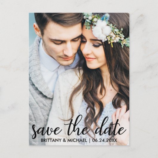 Sparen de Datum Modern Briefkaart van de Foto van  (Voorkant)