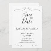Sparen de Datum Modern Zwart en Wit Save The Date (Voorkant / Achterkant)