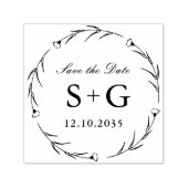 Sparen de Datum Monogram Wedding Greenery Zelfinktende Stempel (Design)
