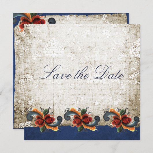 Sparen de Datum Noorse Rosemaling Douane Save The Date (Voorkant / Achterkant)