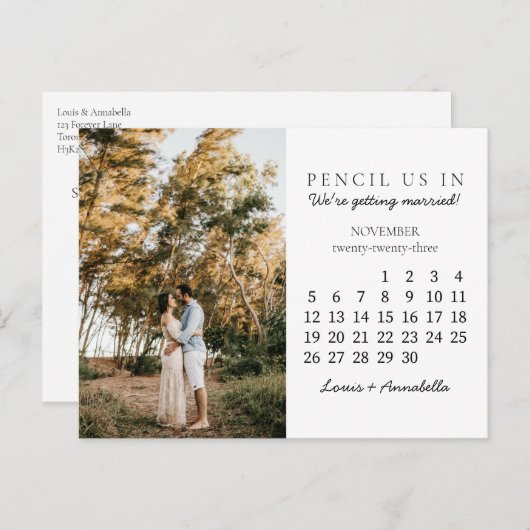 Sparen de Datum November 2023 Kalendermaand Briefkaart (Voorkant / Achterkant)