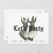 Sparen de datum, Offbeat bruiloft, laten de partij Aankondigingskaart (Voorkant / Achterkant)
