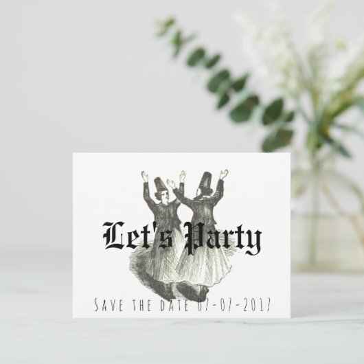 Sparen de datum, Offbeat bruiloft, laten de partij Aankondigingskaart (Staand voorkant)