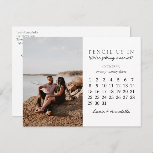 Sparen de Datum Oktober 2023 de Moderne Maand van  Briefkaart (Voorkant / Achterkant)