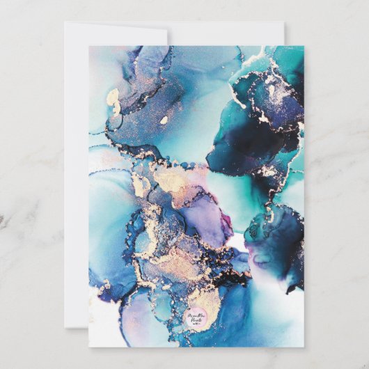 Sparen de datum Paarse Blauwe Inky Uitnodiging (Achterkant)