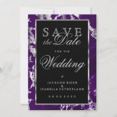 Sparen de Datum Paarse en Zilvermarmer Save The Date (Voorkant)