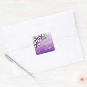 Sparen de Datum Paarse Floral Petunia Vierkante Sticker (Envelop)