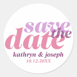 Sparen de datum paarse roze verloving zegels