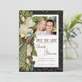 Sparen de Datum -  Pacock & Magnolia Swirls Save The Date (Staand voorkant)