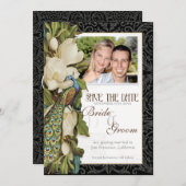 Sparen de Datum -  Pacock & Magnolia Swirls Save The Date (Voorkant / Achterkant)