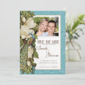 Sparen de Datum - Pacock & Magnolia Swirls Save The Date (Staand voorkant)