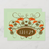 Sparen de Datum - papavers met een Rand Aankondigingskaart (Voorkant / Achterkant)