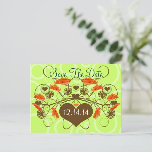 Sparen de Datum - papavers met een Rand Aankondigingskaart (Staand voorkant)