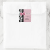 Sparen de Datum Parisian Wedding Pink Ribbon Vierkante Sticker (Tas)