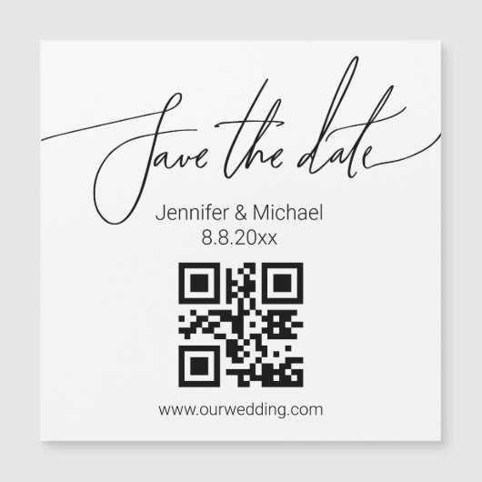sparen de datum qr code eenvoudige trouwmagneet (Voorkant)