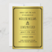 Sparen de Datum Retro Black Gold Deco Weddenfoto Save The Date (Achterkant)