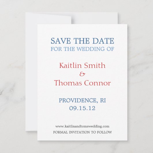 Sparen de Datum -  - Rhode Island Save The Date (Achterkant)