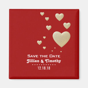 Sparen de Datum Romantic Hearts Gold Red Magneet