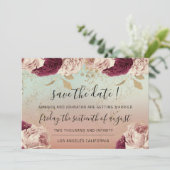 Sparen de Datum Roos Blauwe Rozen Marsala Save The Date (Staand voorkant)