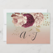 Sparen de Datum Roos Blauwe Rozen Marsala Save The Date (Achterkant)