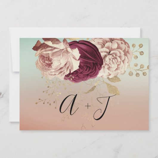 Sparen de Datum Roos Blauwe Rozen Marsala Save The Date (Achterkant)