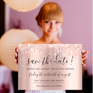 Sparen de Datum Roos Gold Glitter Doorden Koorden Save The Date