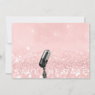 Sparen de Datum Roze Blush Roos Glitter Microfone Save The Date